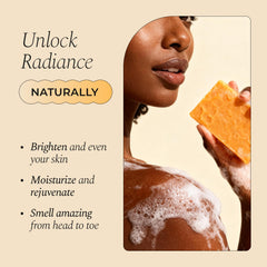 Glo Melanin-jabon-curcuma-cara: cuidado facial diario para tono uniforme.