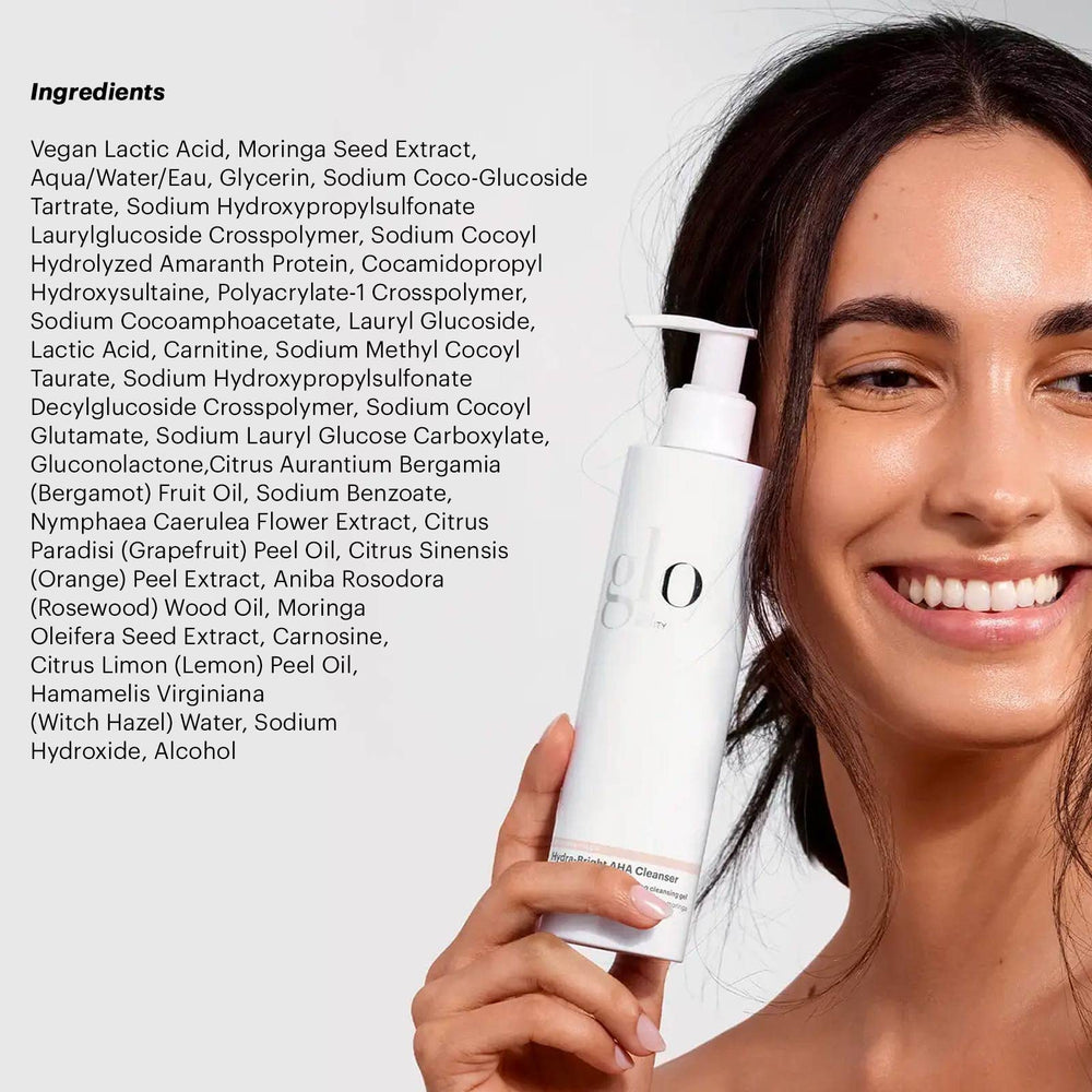 Glo Skin Beauty Hydra-Bright AHA Cleanser: moringa para hidratación y nutrición de la piel