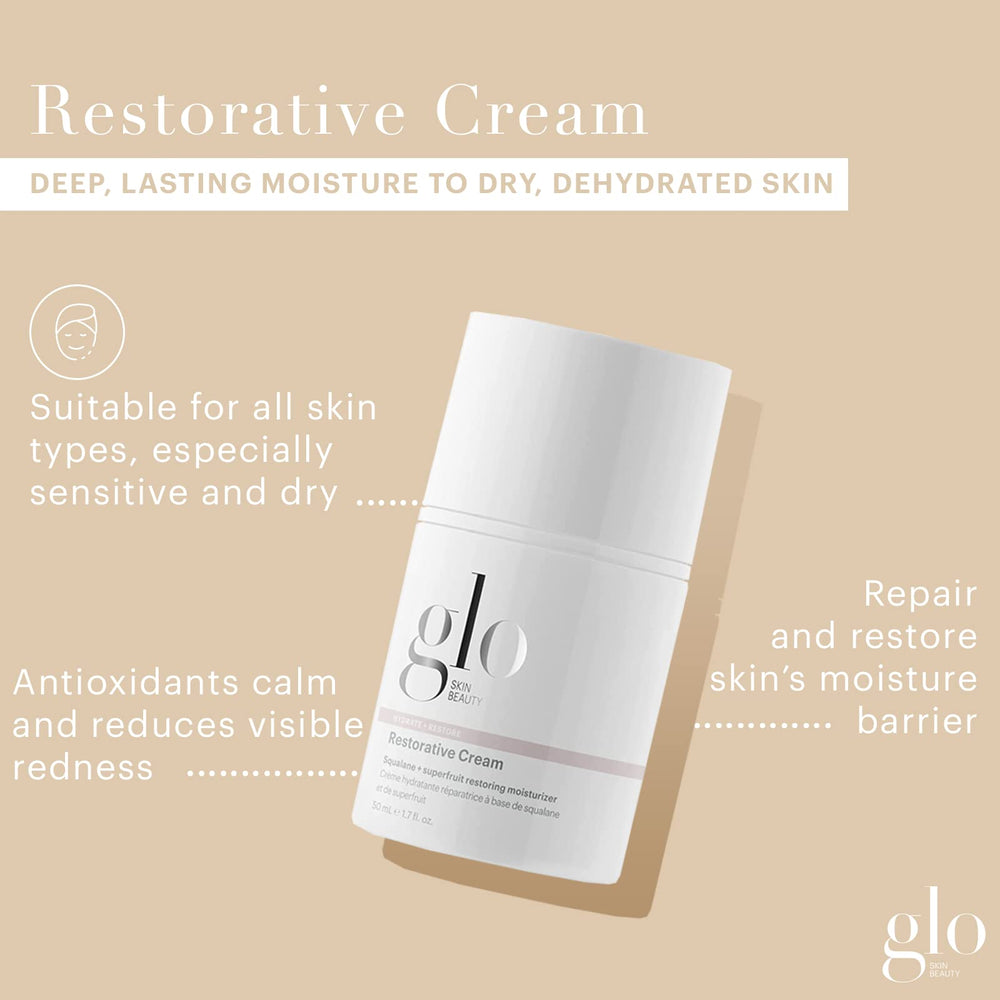 Glo Skin Beauty Restorative Cream con hidratación intensa para piel seca.