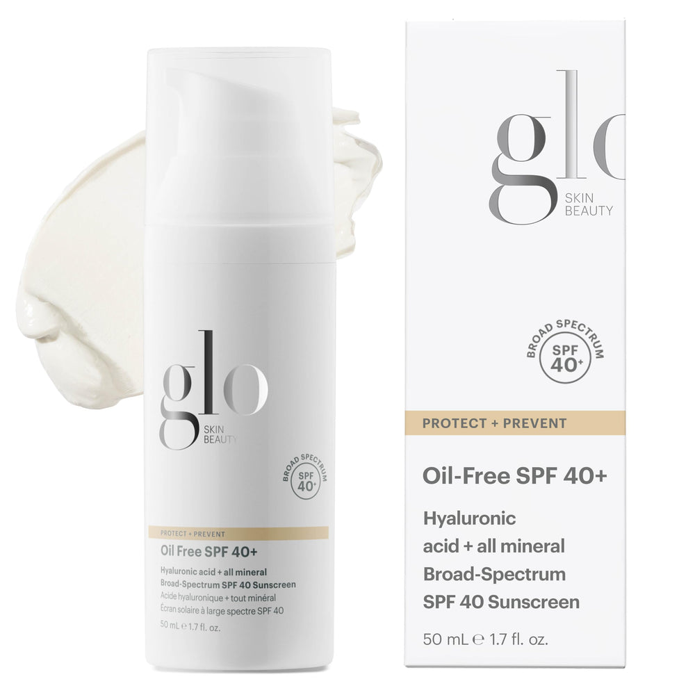 Glo Skin Beauty protector aceite libre SPF 40, acabado invisible para piel fresca.