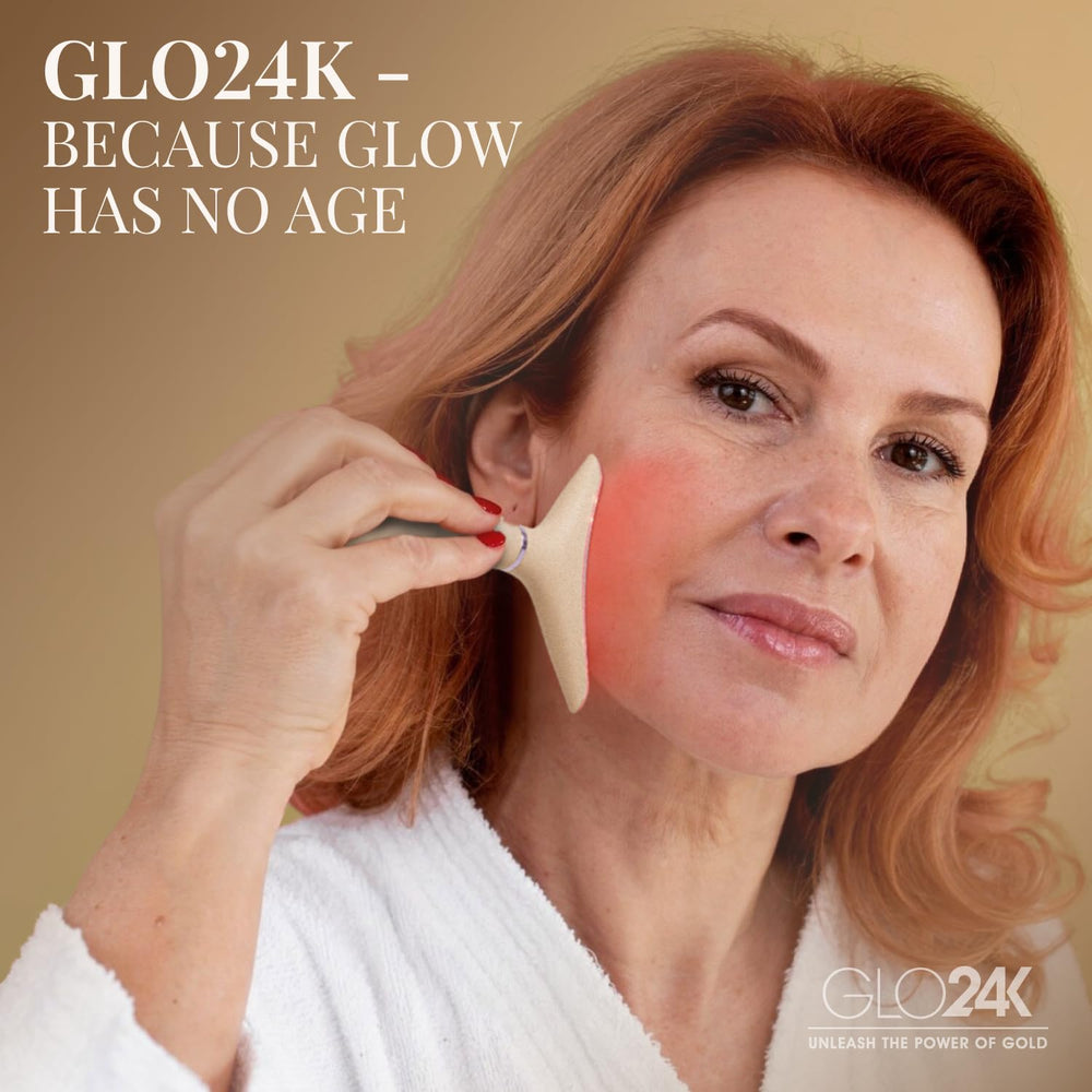 GLO24K aplicación de crema en rutina diaria para rostro y cuello