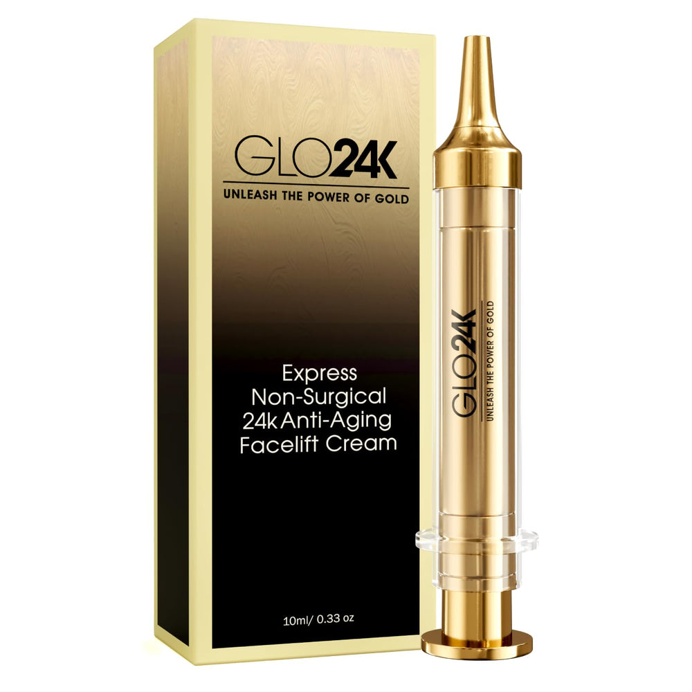 GLO24K crema lift 24k oro, mejora la firmeza visible.