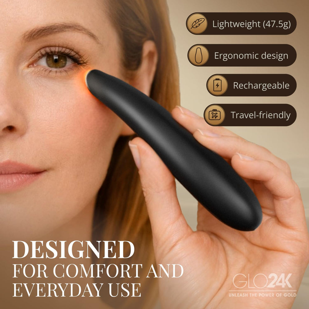 GLO24K efecto suavizado en la zona inferior de los ojos.