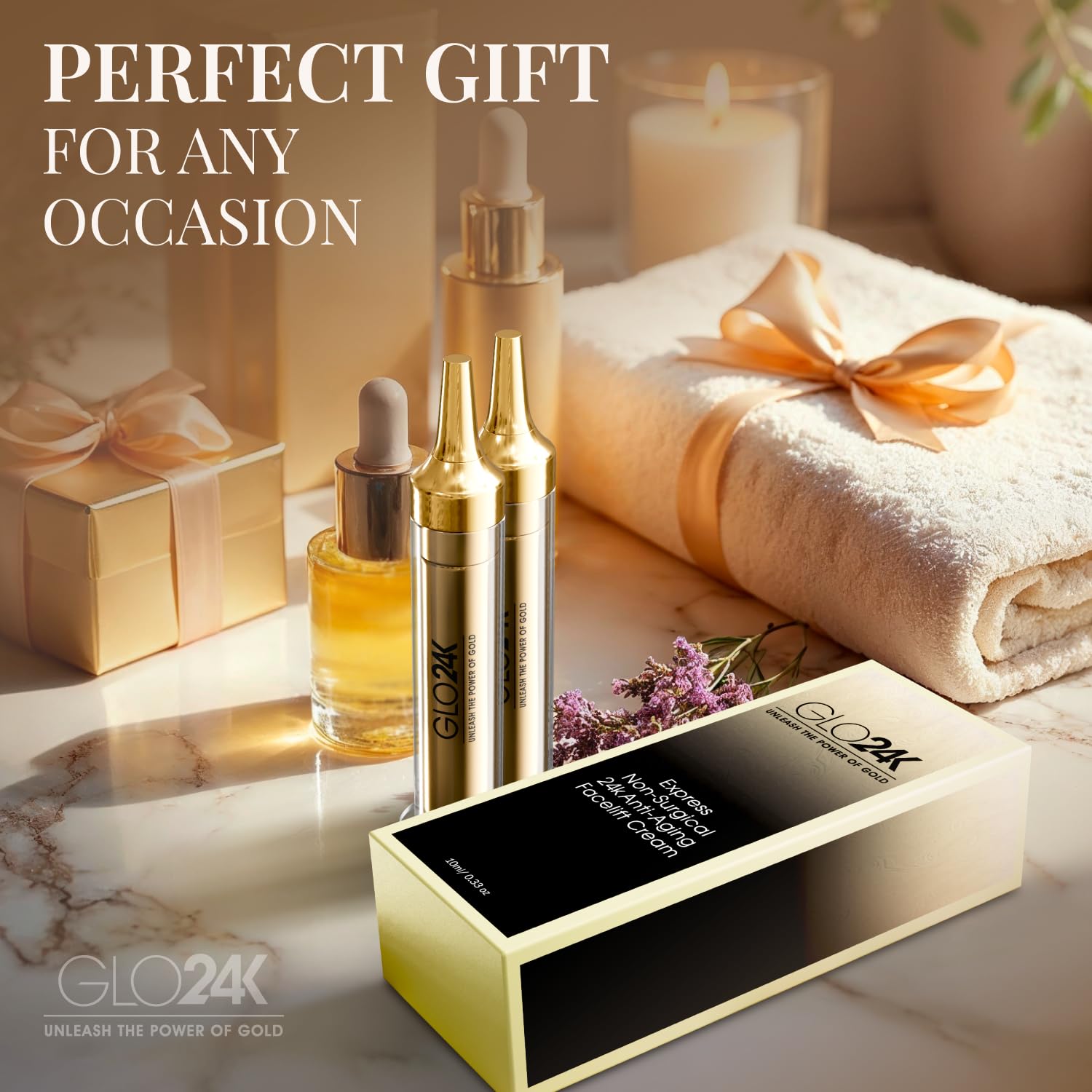 GLO24K envase EE. UU.: cruelty-free y vegano.