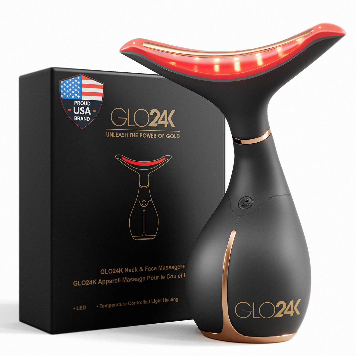 GLO24K luz roja para rostro, favorece la apariencia suave de la piel.