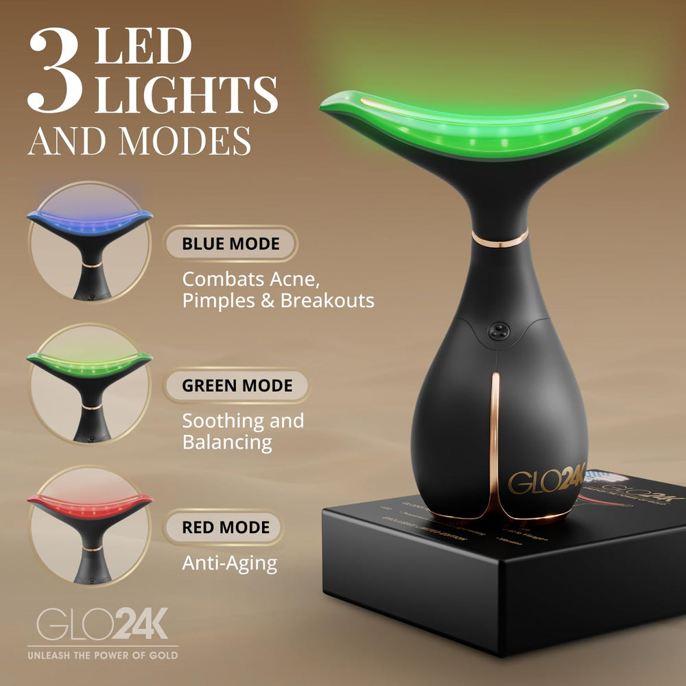 GLO24K masaje facial ergonómico, para un cuidado diario cómodo.