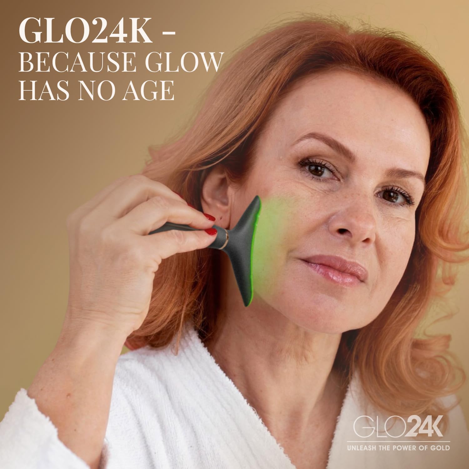 GLO24K portátil y recargable, perfecto para viajar.