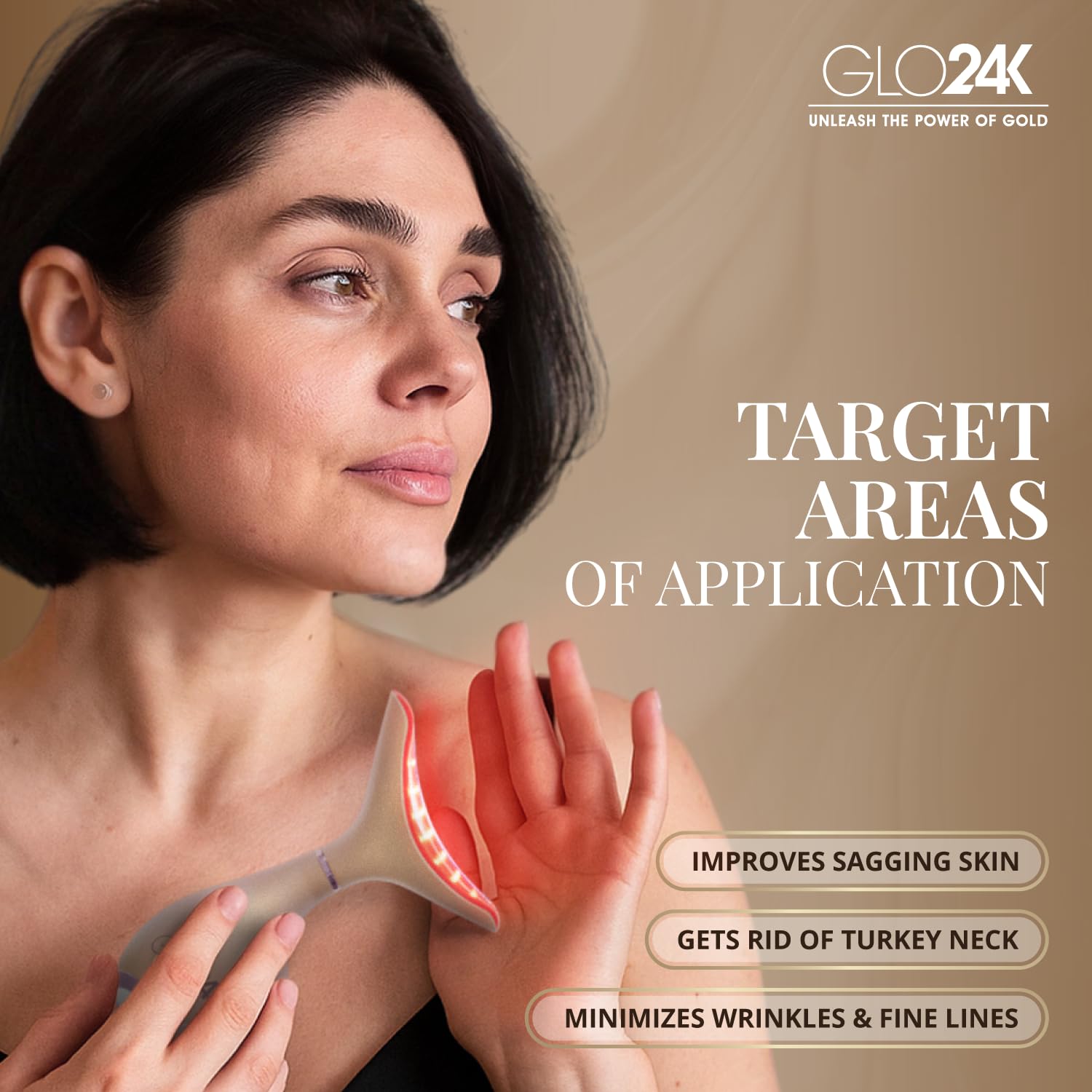 GLO24K tecnología LED triple para masaje facial suave
