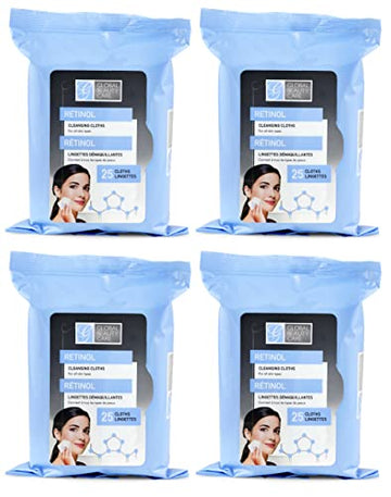 Global Beauty Care Retinol Cleansing Wipes in a compact pack for on-the-go makeup removal.