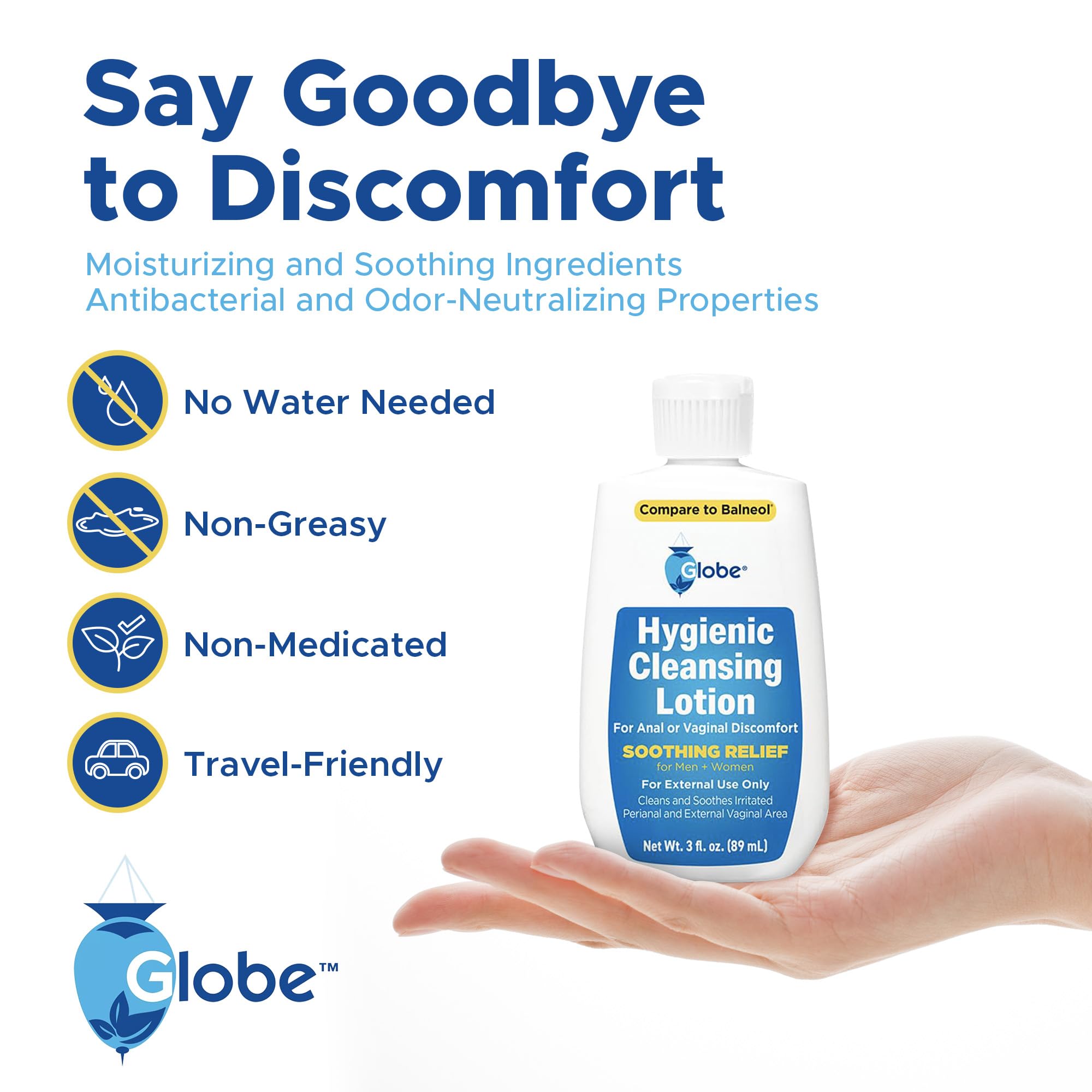 Cuidado postparto Globe: limpieza suave para la zona íntima.