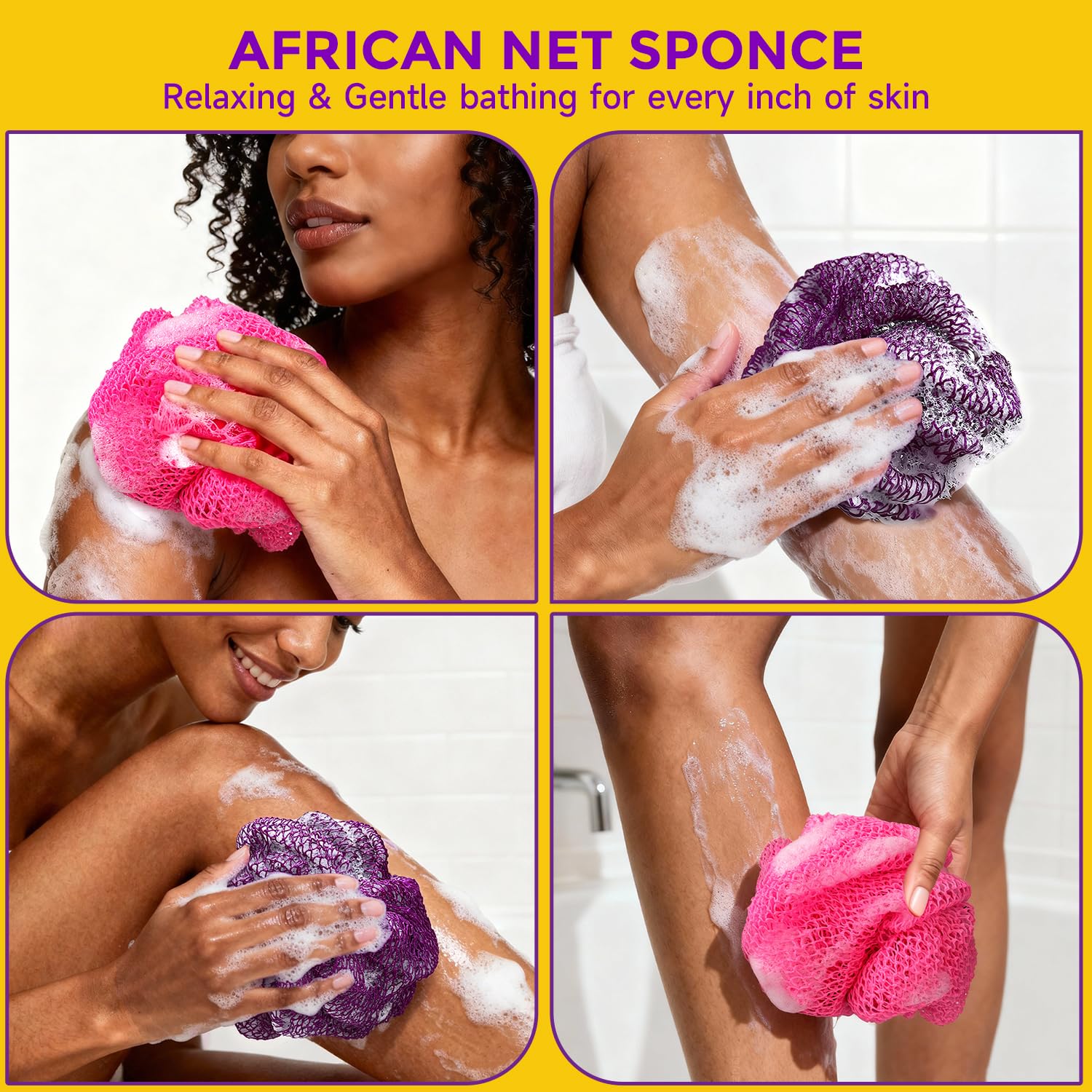 Glochin esponja de red africana con cuerda, agarre cómodo para scrub.