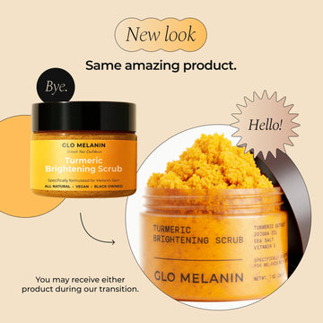 La piel luce luminosa tras usar Glo Melanin Turmeric Scrub