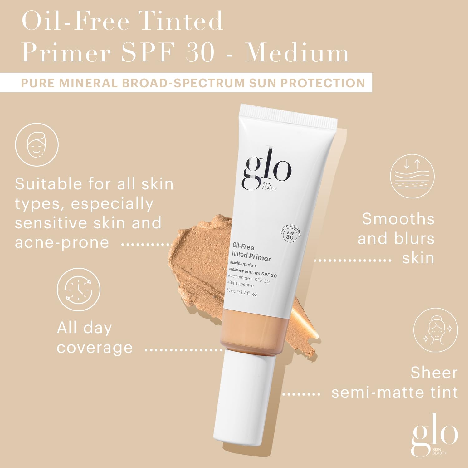 Aplicación con dedos de Glo Skin Beauty primer tintado para acabado ligero.