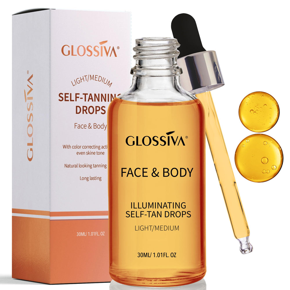 Glossiva Gotas Autobronceadoras: botella con gota para control preciso del bronceado