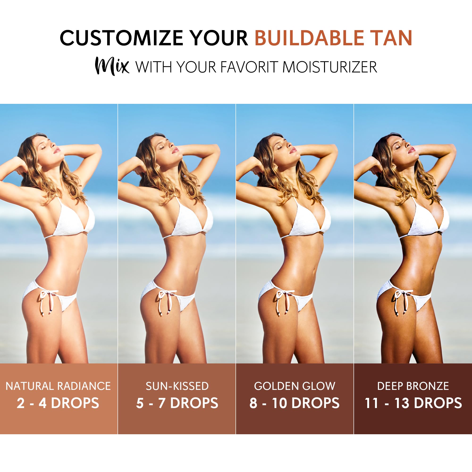 Glossiva Gotas Autobronceadoras: mezcla con crema hidratante para bronceado suave
