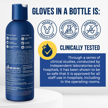 Gloves In A Bottle crema de manos para profesionales de salud, protección constante.