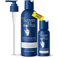 Gloves In A Bottle crema de manos protege la piel con barrera de silicona durante turnos.
