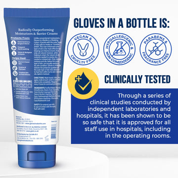 Gloves In A Bottle, etiqueta hecha en EE. UU., fórmula segura.