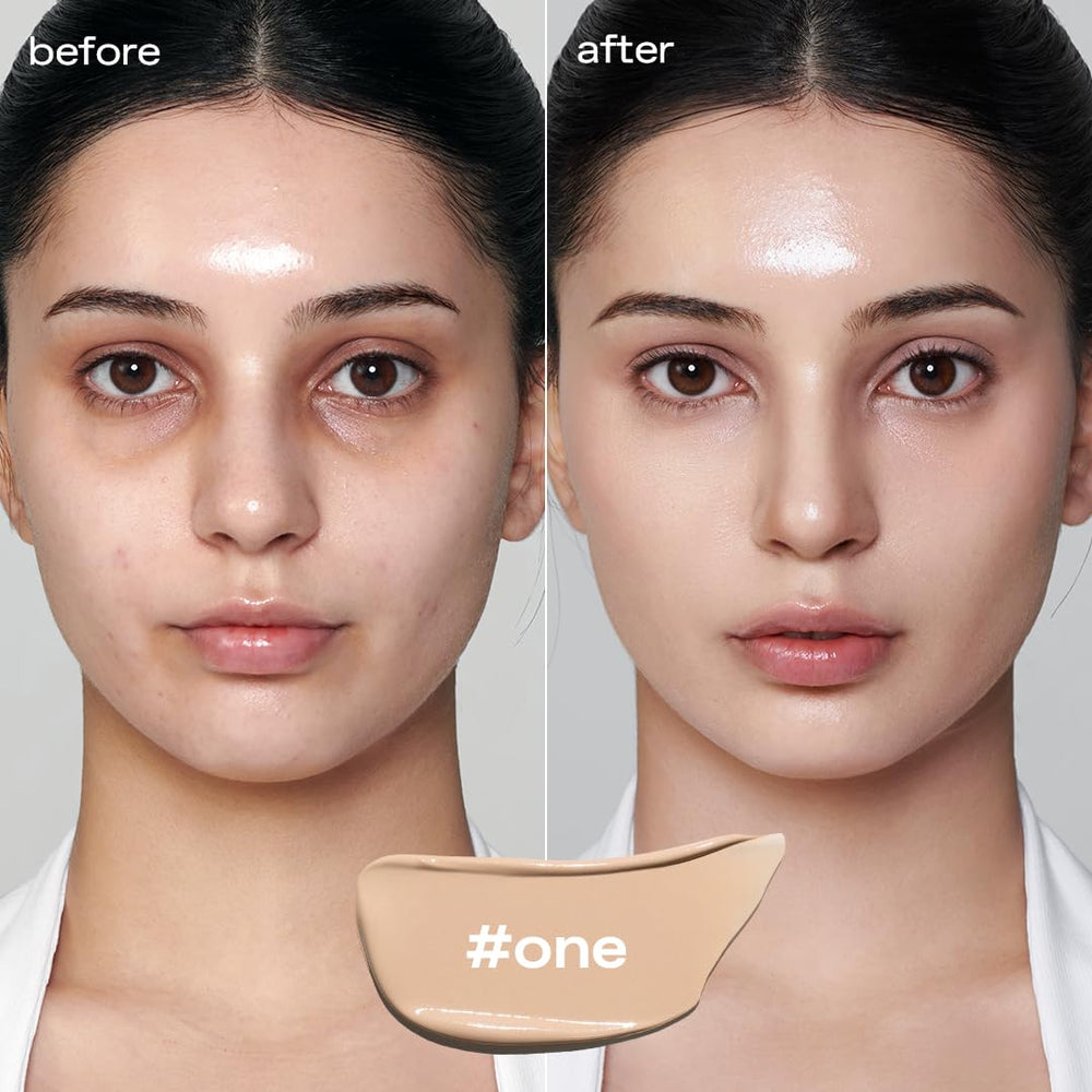 Glow BB crème, nuancier de teinte, montre l'effet tonifiant discret.