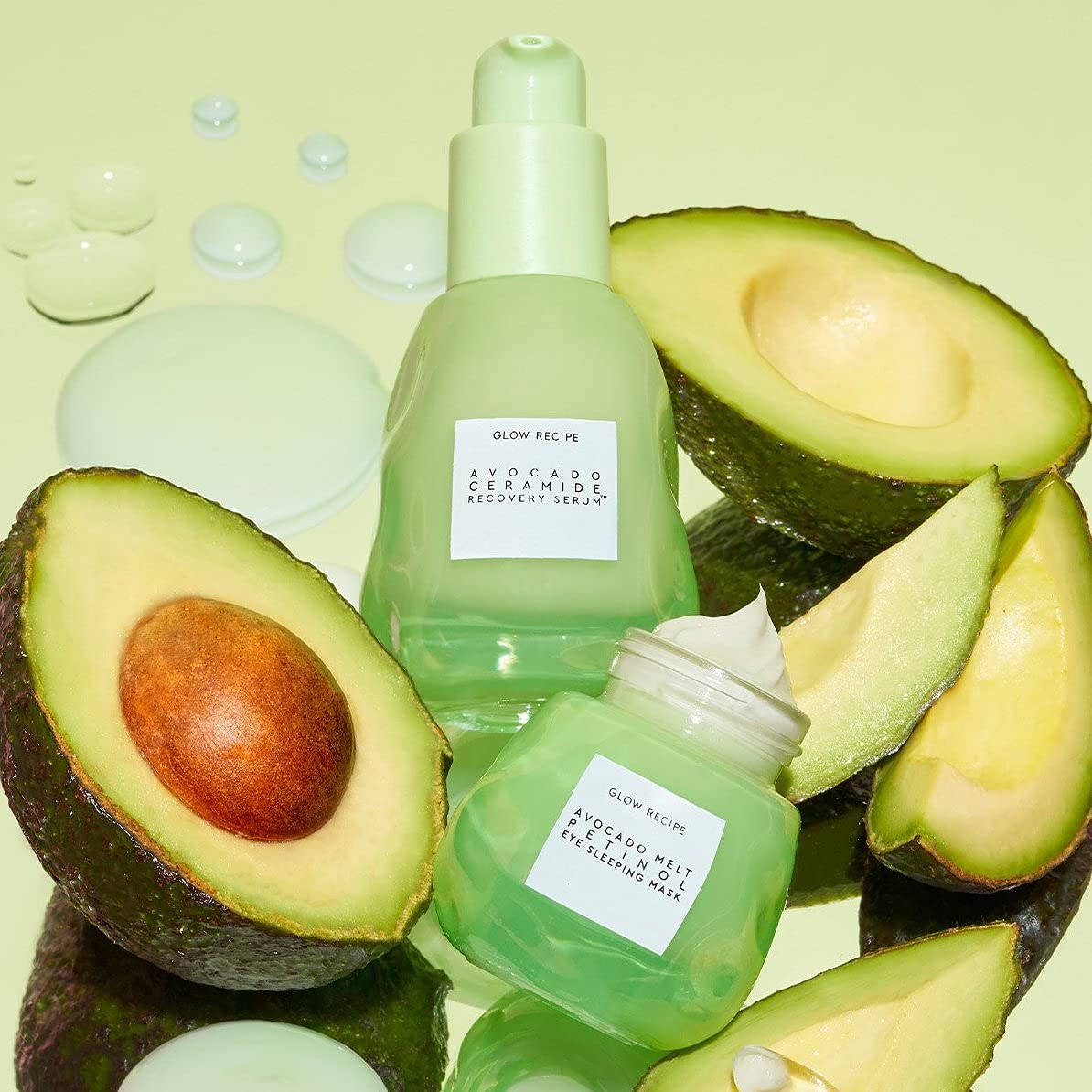 Glow Recipe Aguacate Ceramidas Sérum, rutina de día para piel radiante y calmada.