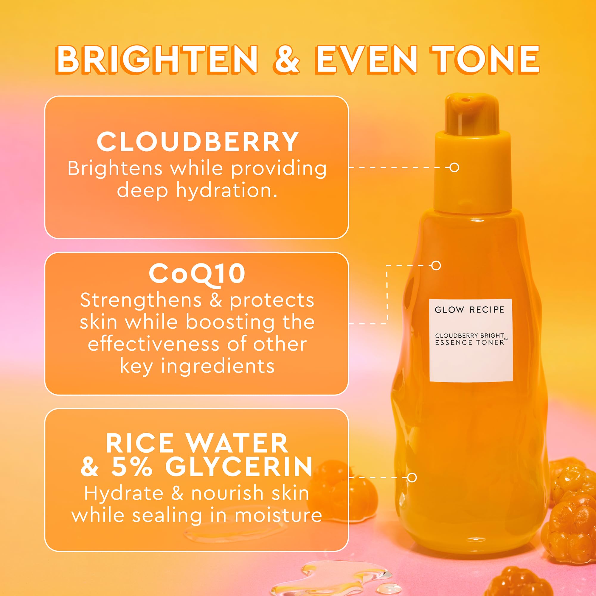 Glow Recipe CoQ10 Toner: ingredientes clave para fortalecer la barrera e iluminar.