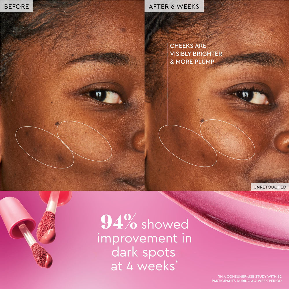 Glow Recipe Dewy Flush Berry aplicado en mejilla para color natural y duradero.