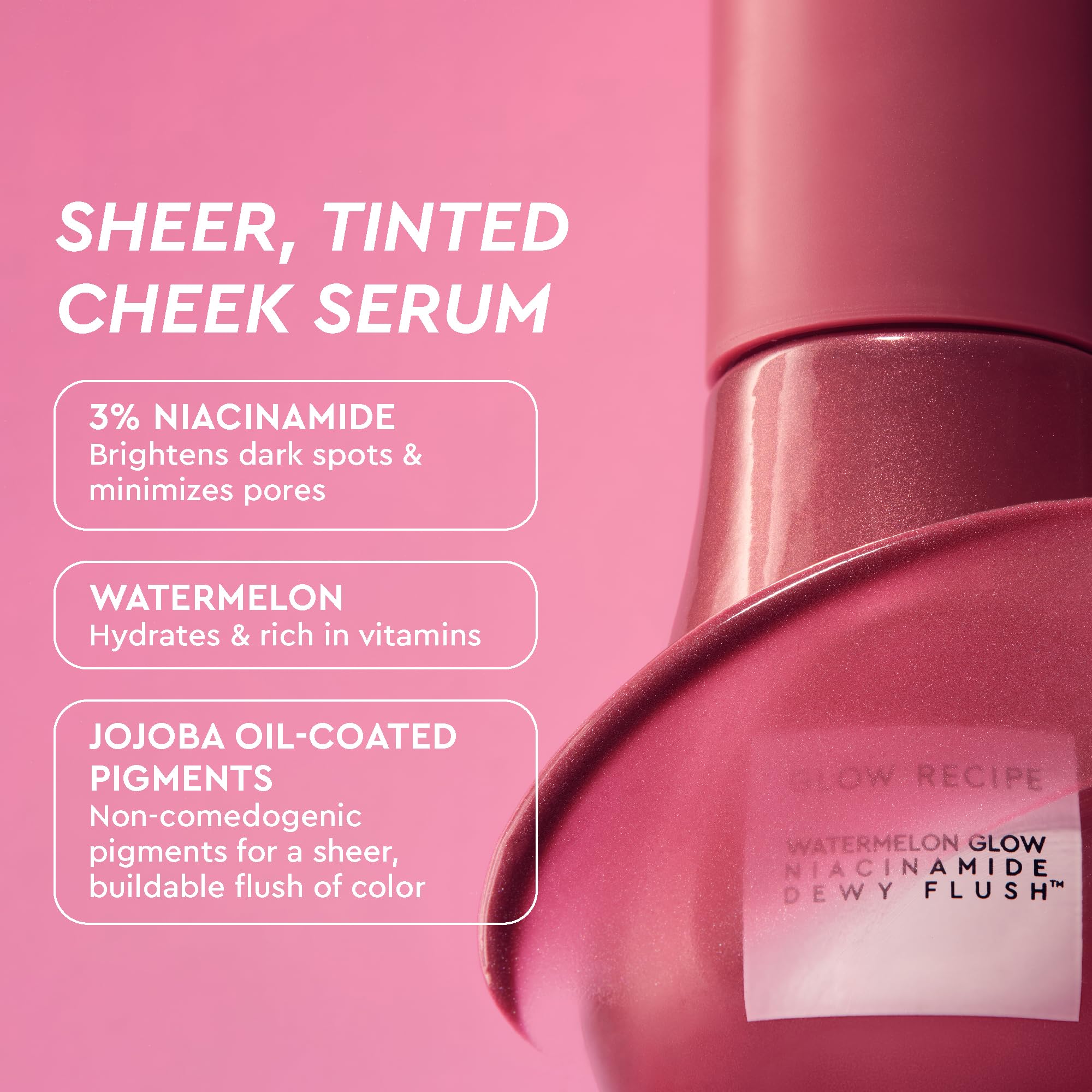 Glow Recipe Dewy Flush Berry swatch en piel para tono jugoso y suave.