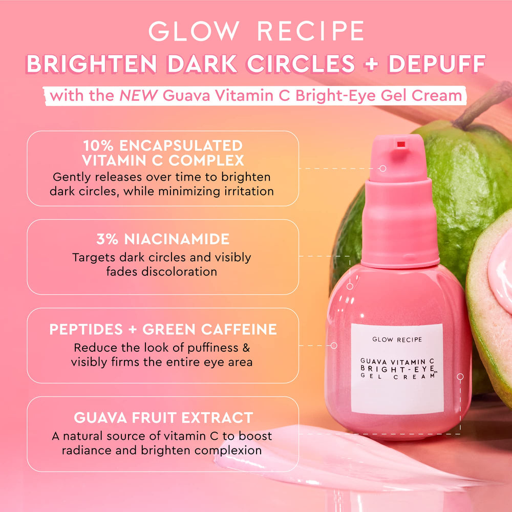 Glow Recipe Guava Vitamina C gel para ojos, textura suave y rápida absorción.