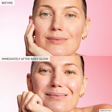 Brillo rosado suave de Hue Drops para un look natural y radiante.