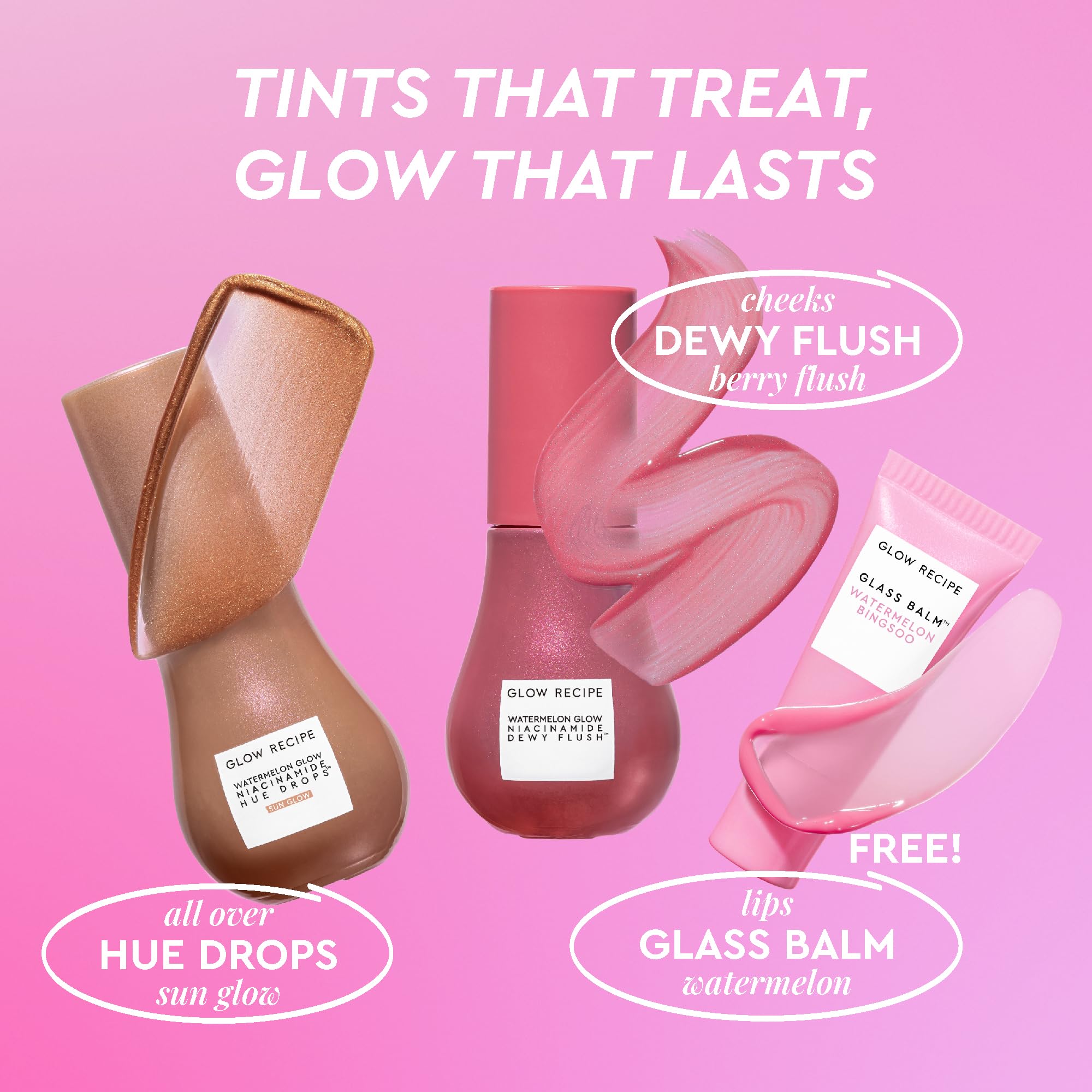 Glow Recipe Hue Drops Sun Glow aplicado en piel para tono cálido y luminoso.
