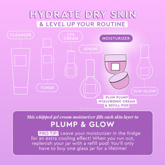 Glow Recipe Plum Plump frasco-vidrio, muestra elegancia y facilita la recarga.