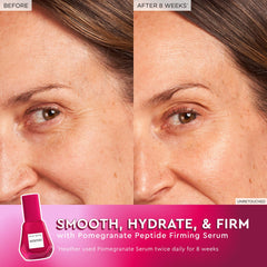 Pompe doseuse facilitant l'application du sérum sur le visage.