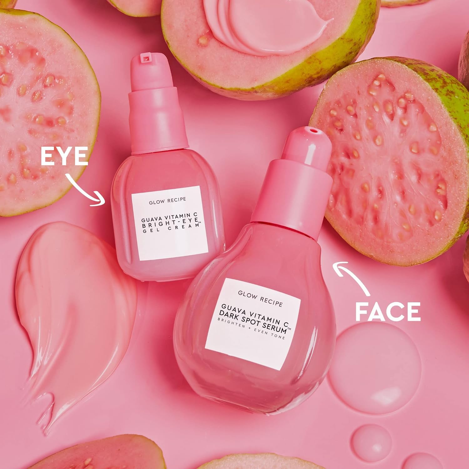 Sérum vitamine C Glow Recipe goyave, peau plus lumineuse après application.