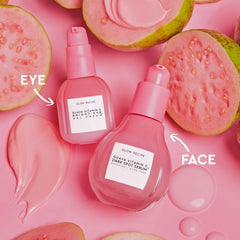 Sérum vitamine C Glow Recipe goyave, peau plus lumineuse après application.