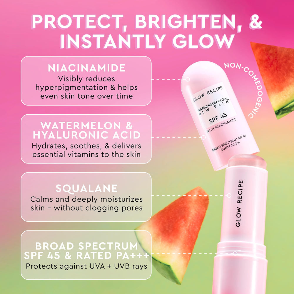 Application roll-on rapide du stick solaire Glow Recipe en déplacement.