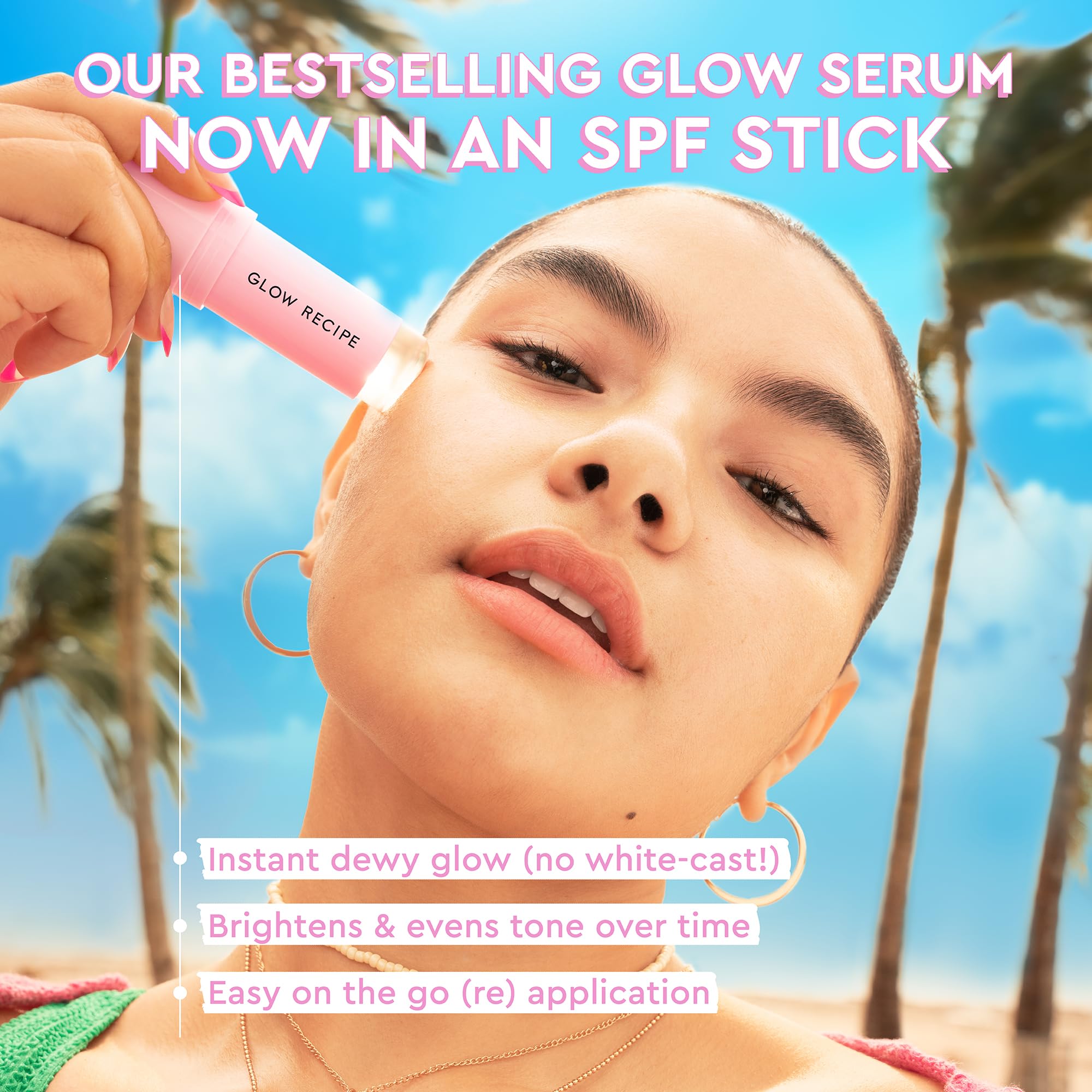 Texture translucide du Glow Recipe Stick solaire illuminant sans effet blanc.