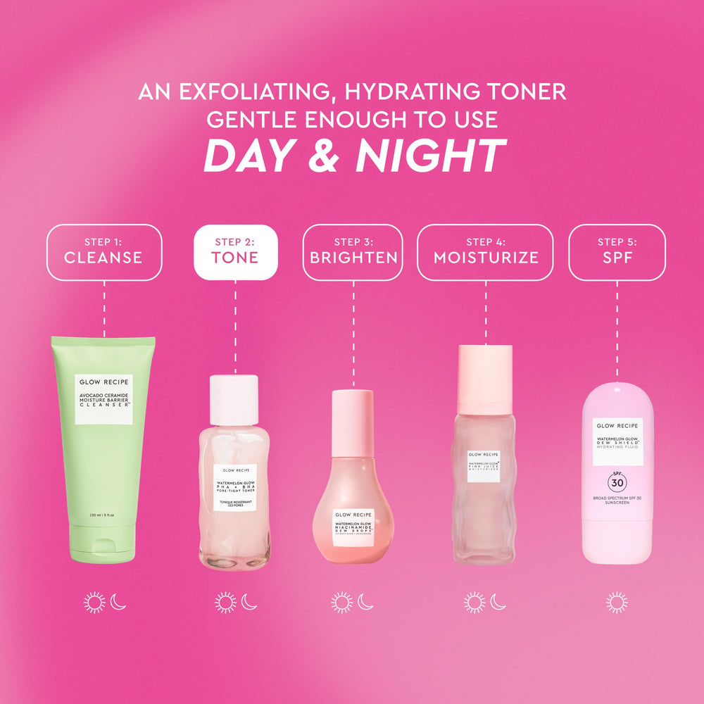 Glow Recipe PHA y BHA Toner – hidratación-larga para piel seca.