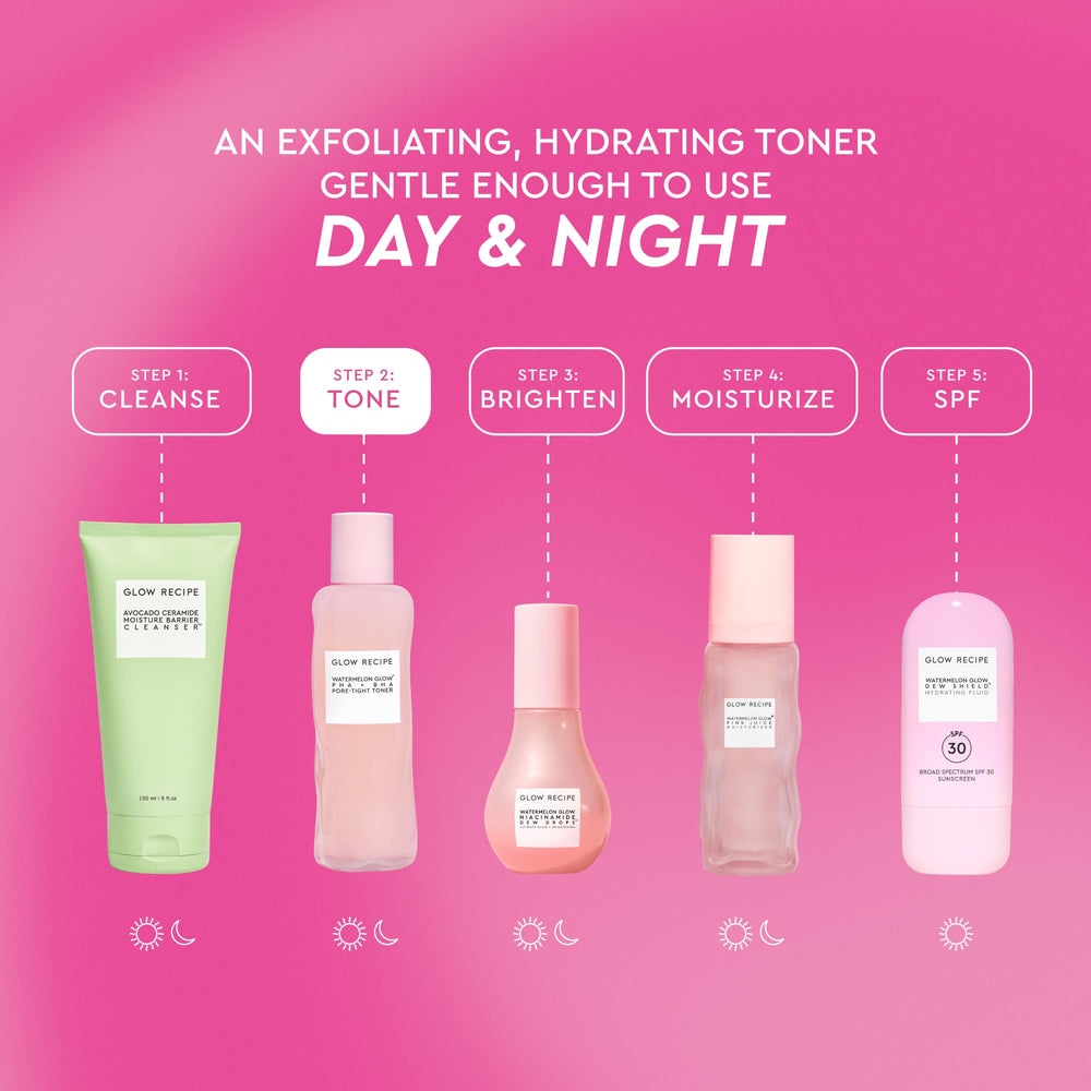 Glow Recipe Toner: enfoque en poros para una apariencia más limpia y suave.