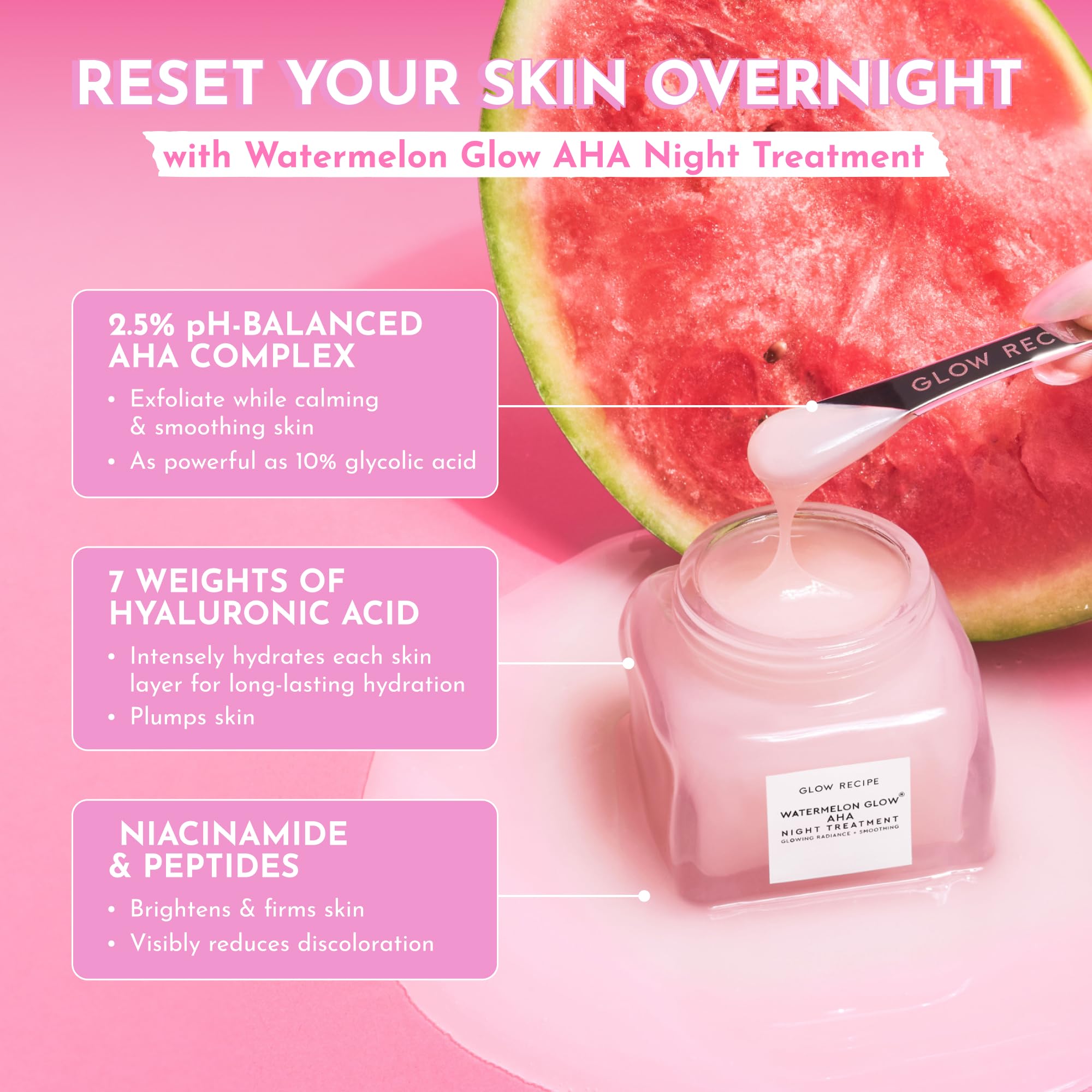 Textura gel ligera de Glow Recipe Watermelon Glow Night Treatment para hidratación nocturna.