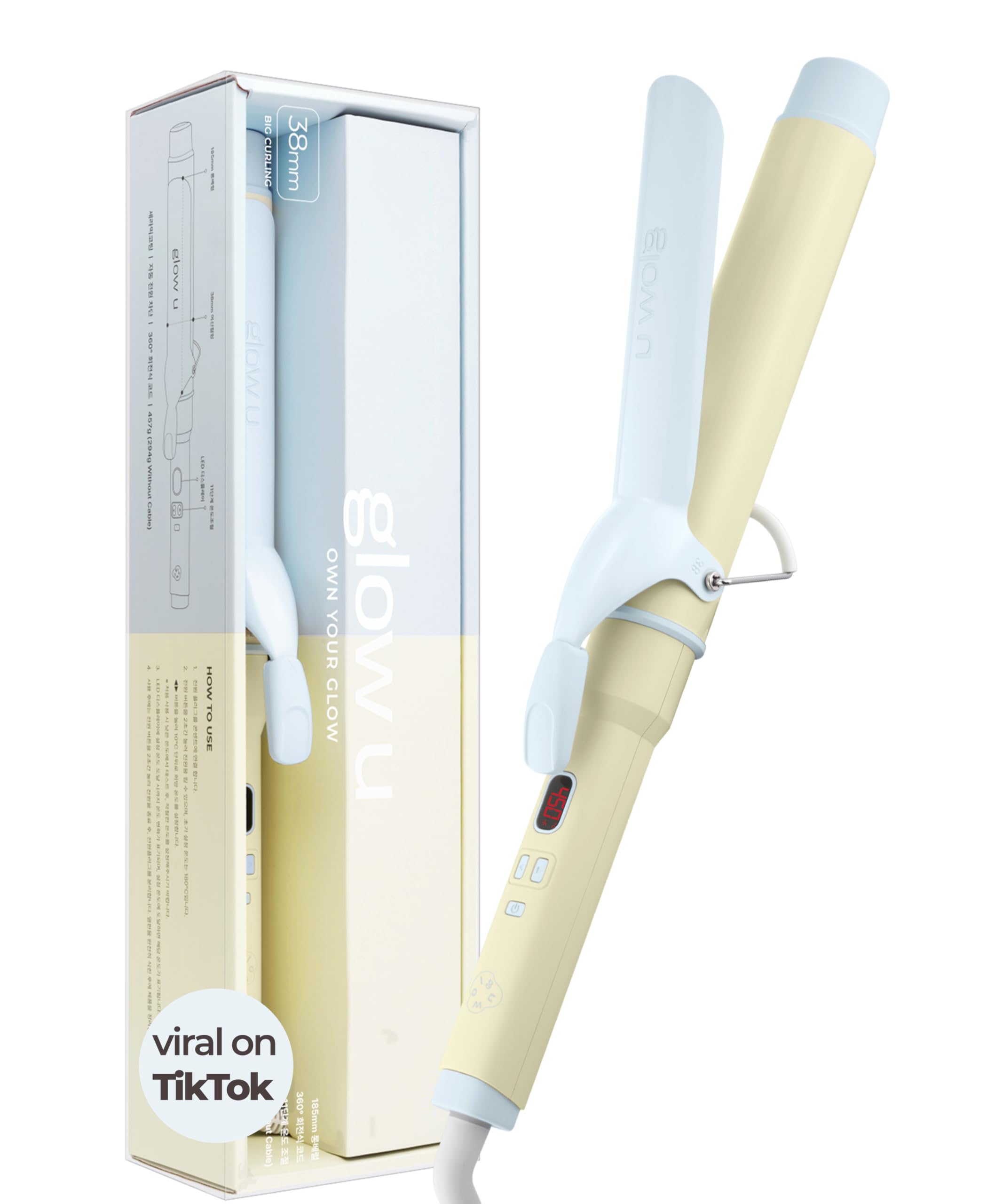 Glow U alisador con barra cerámica de 1,5 pulgadas para rizos rápidos y definidos.