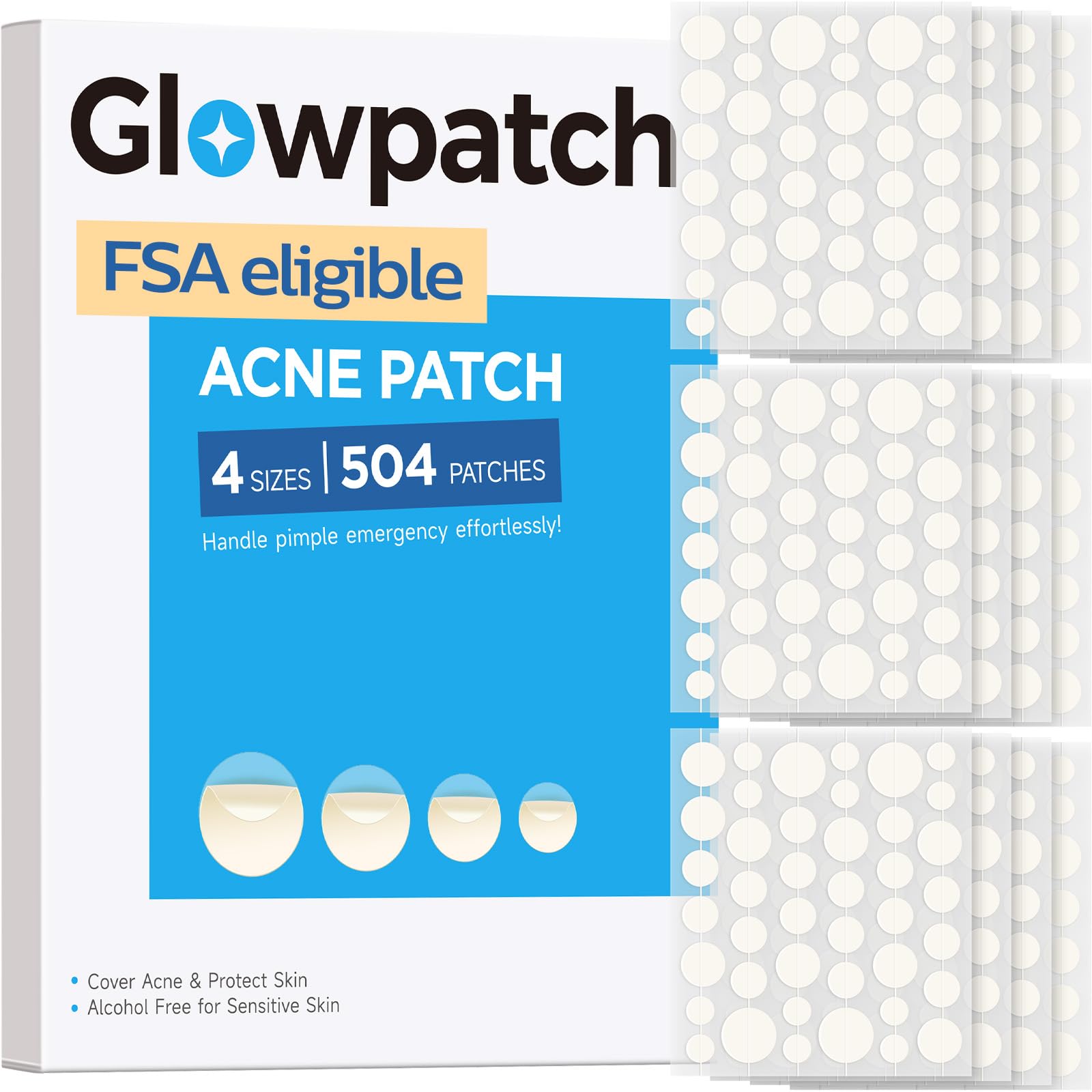 Glowpatch parches de acné 504 unidades en estuche práctico para llevar