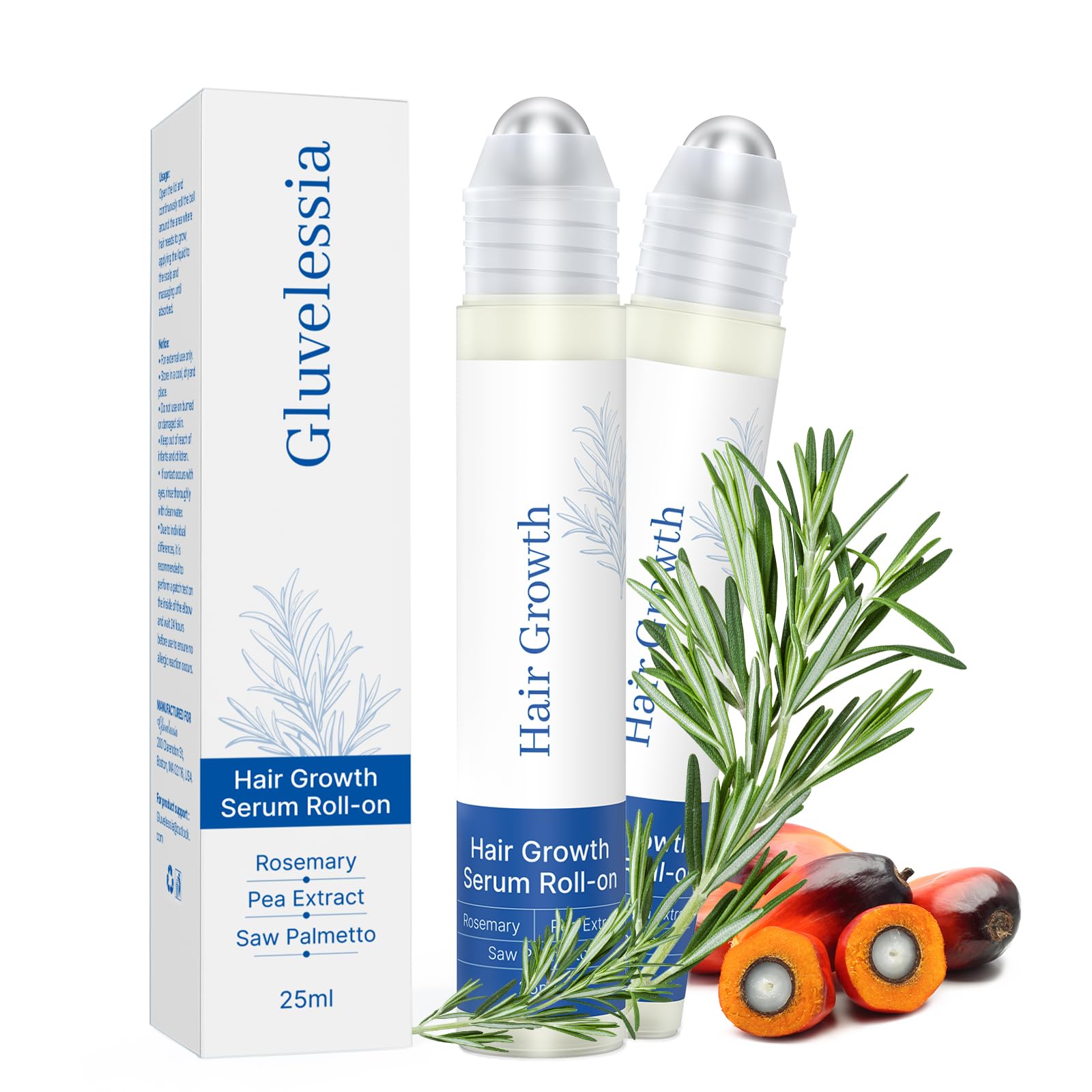 Gluvelessia Serum Rodillo Romera para aplicación precisa en cuero cabelludo.