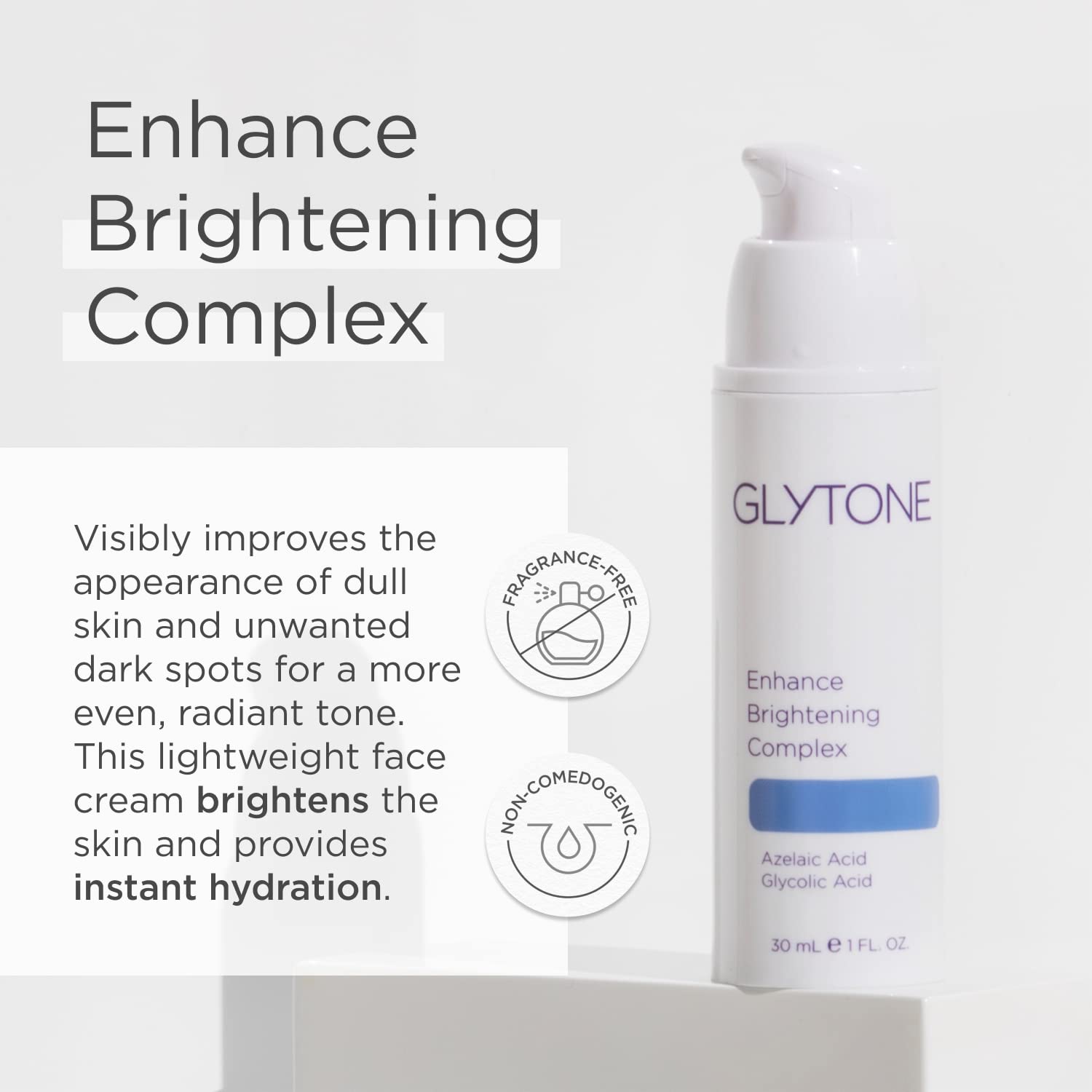 Glytone en crema facial, mejora claridad y tono de piel.