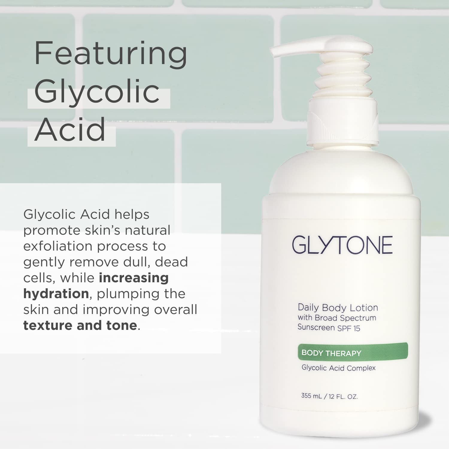 GLYTONE lotion corps SPF15 – après la douche, hydratation longue durée.
