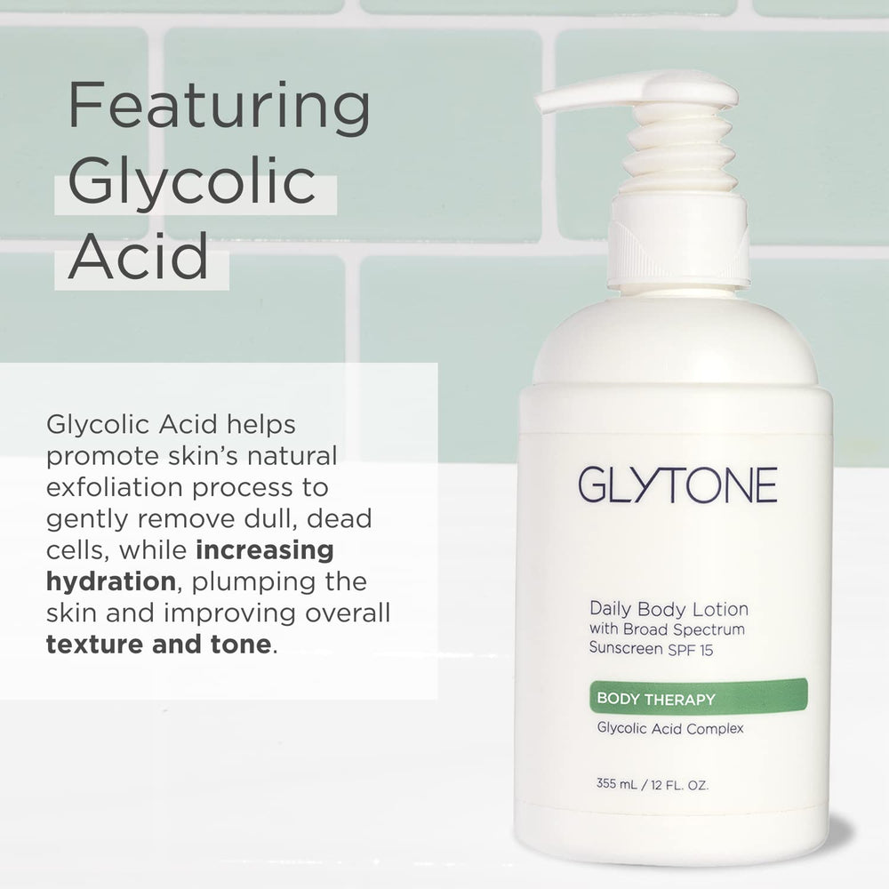 GLYTONE lotion corps SPF15 – après la douche, hydratation longue durée.