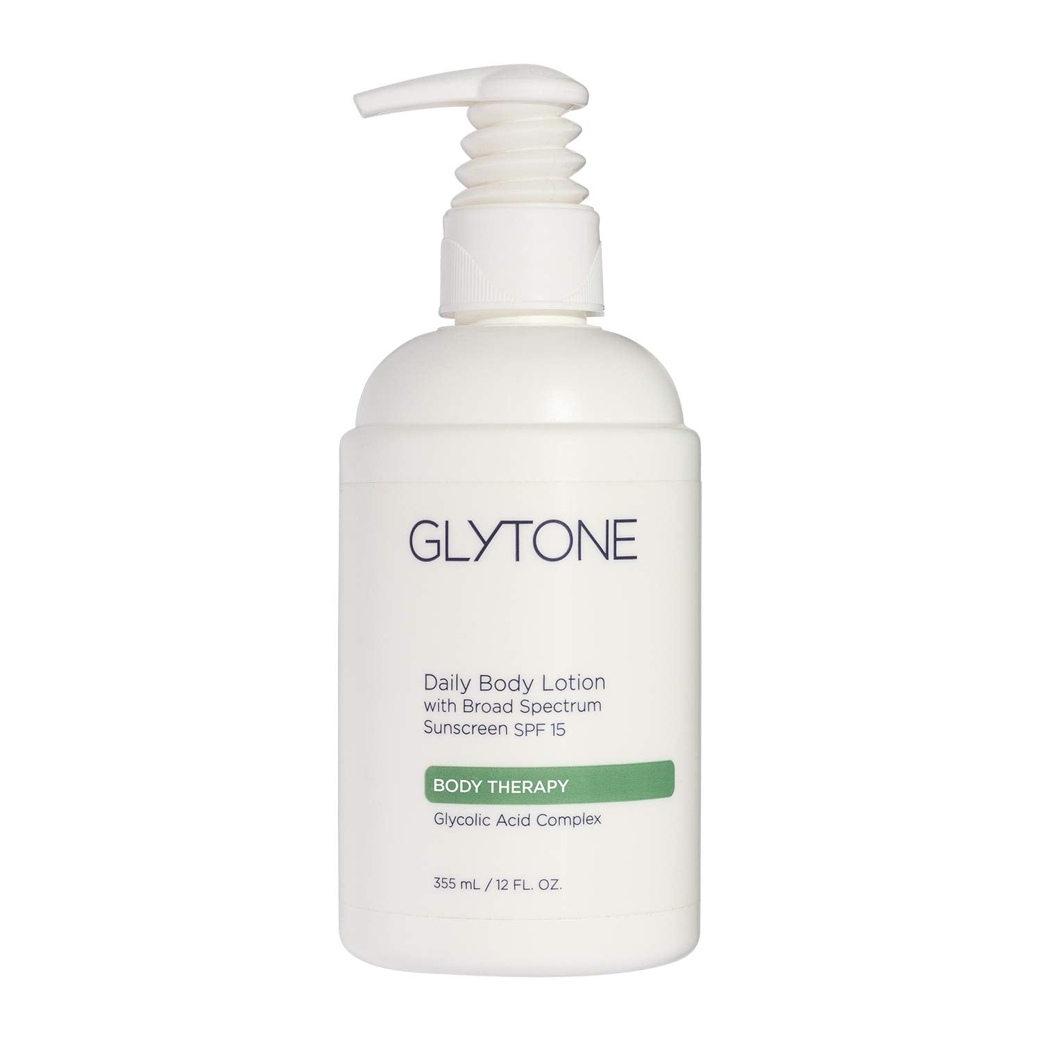 GLYTONE lotion corps SPF15 – bouteille pratique pour hydratation et protection solaire.