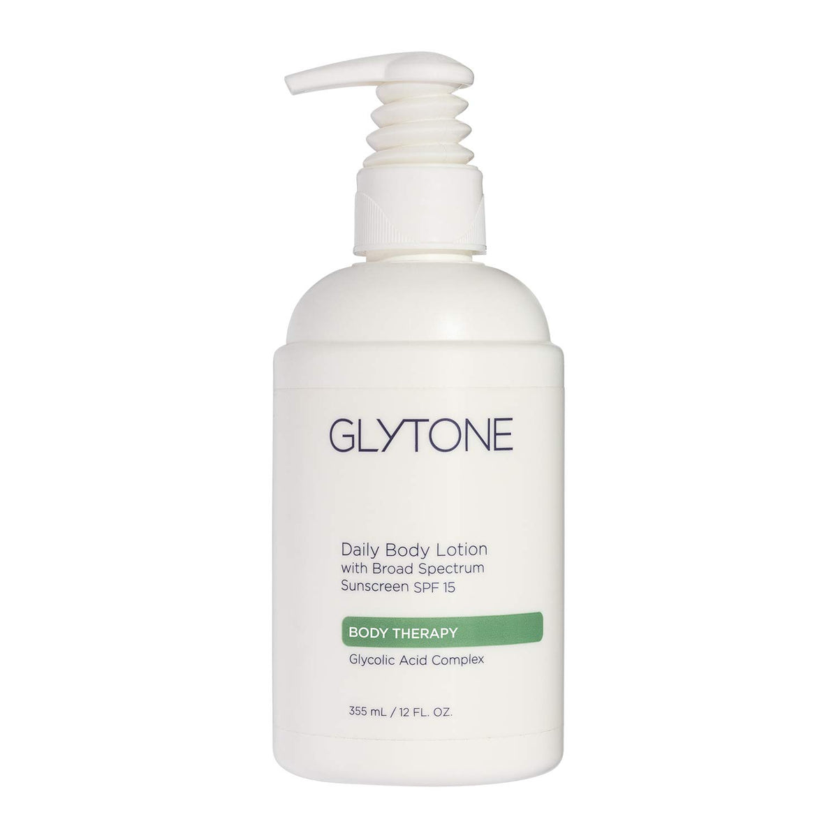 GLYTONE lotion corps SPF15 – bouteille pratique pour hydratation et protection solaire.