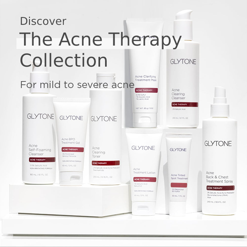 GLYTONE spray corporal para piel más suave en pecho y espalda.