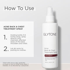 GLYTONE spray corporal de secado rápido, sin perfume, para uso diario en espalda.