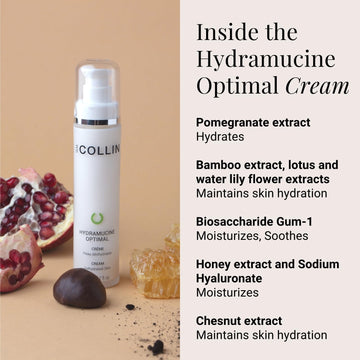 Ingrédients botaniques Hydramucine Optimal soutiennent l'hydratation et l'élasticité.